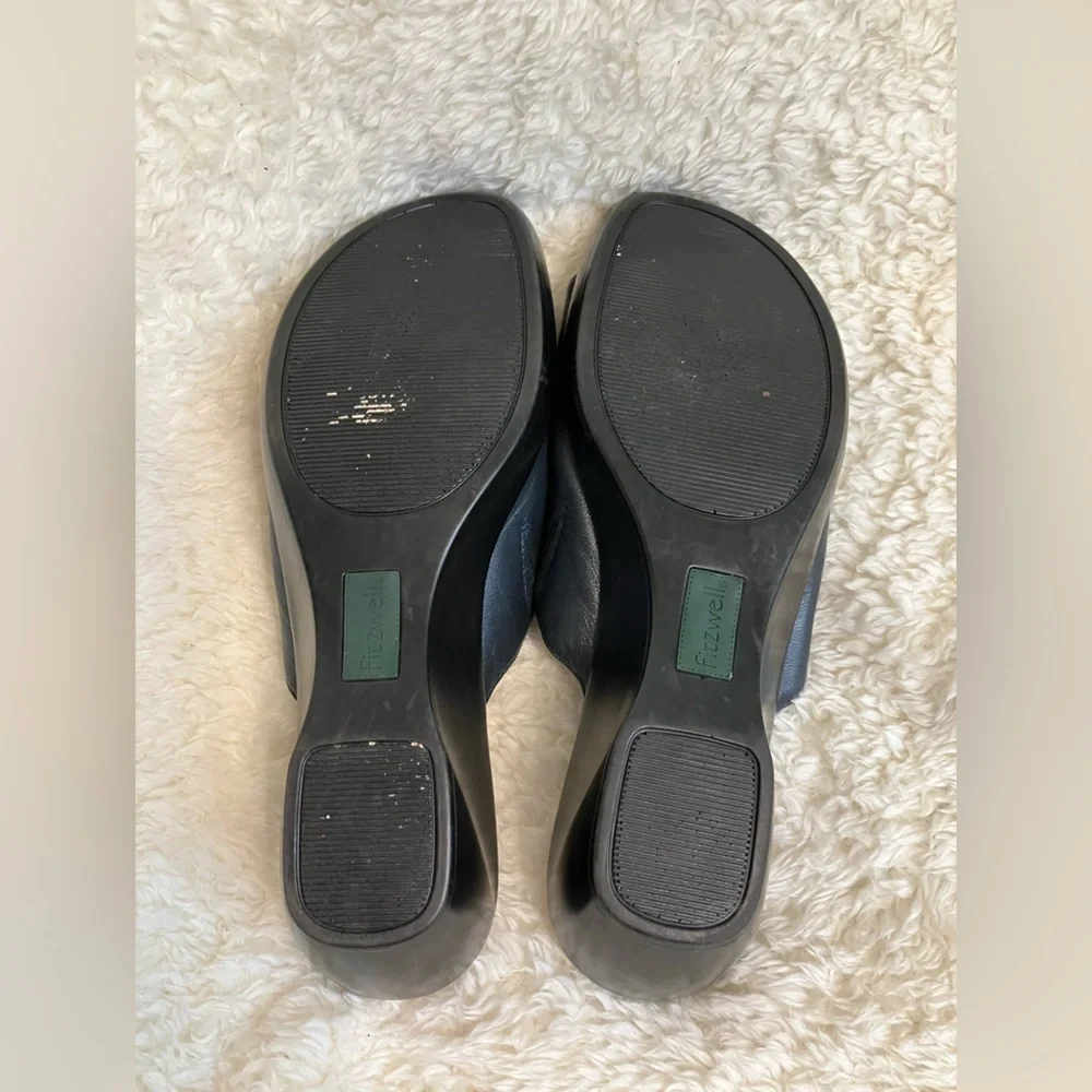 Womens Fitzwell Navy Leather Wedges Size 8.5